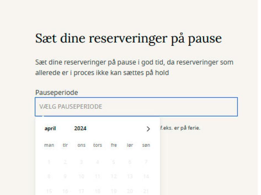 Reserveringer på pause